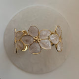 Bloom Bracelet pulsera de flores blancas en acero inoxidable