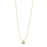 Collar fino de bolitas mini con dije rectangular de circonia.