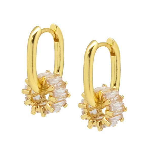 Baguette Charm Gold Earrings