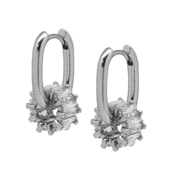 Baguette Charm Silver Earrings