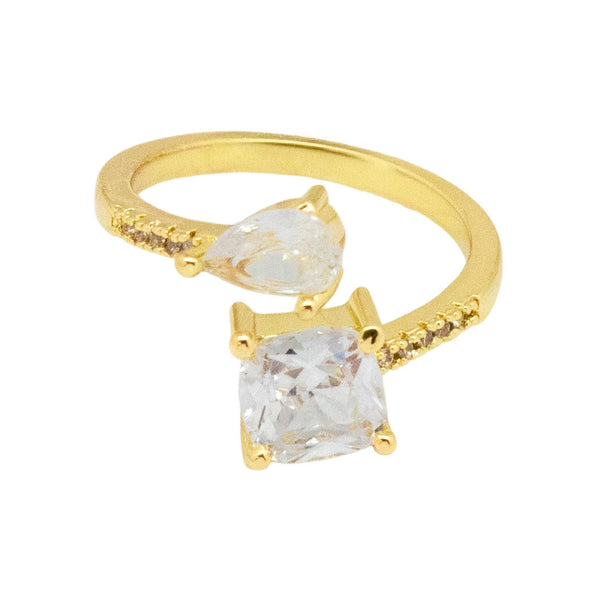Anillo Dorado Doble Zirconia
