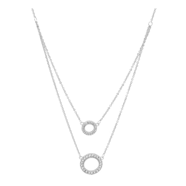 Double Silver Circle Necklace