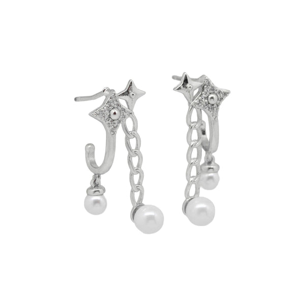 Aretes Plateados Destello y Perla