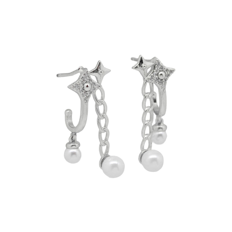 Aretes Plateados Destello y Perla