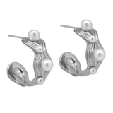 Pearl Wave Semi Hoop Earrings
