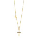 Collar dorado para mujer con dije de cruz y corazón.