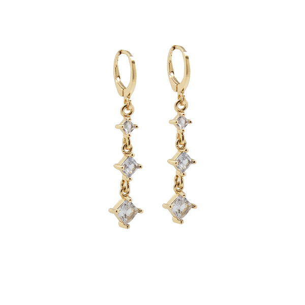 Triple Diamond Dangling Earrings