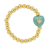 Pulsera dorada con corazón verde Sweet Heart Green Bracelet