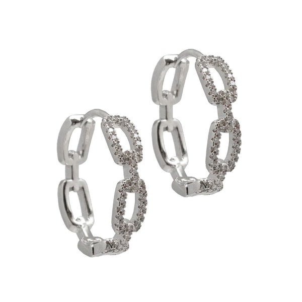 Chained Embrace Silver Hoops