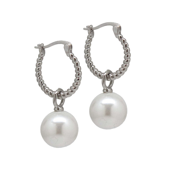 Pearl Dancer Silver Twisted Hoops