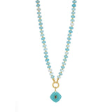 Sea Glass Necklace, collar de cuentas turquesa con dije central