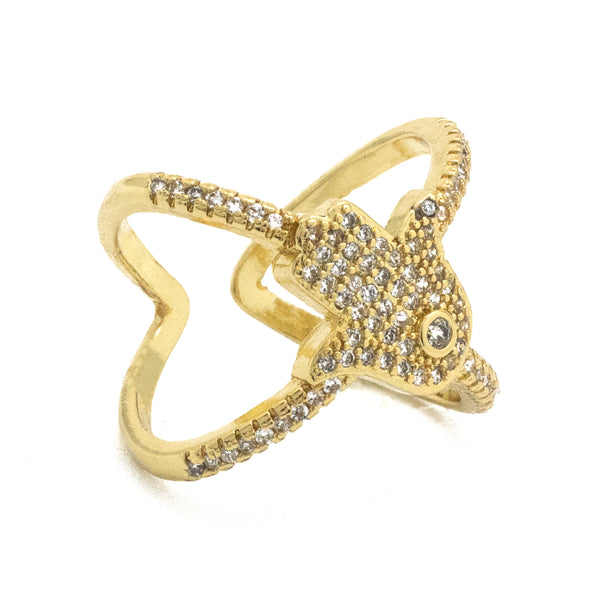 Hamsa Hand Cross Ring