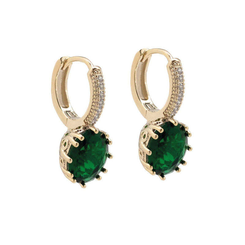 Big Green Circonia Huggie Earrings