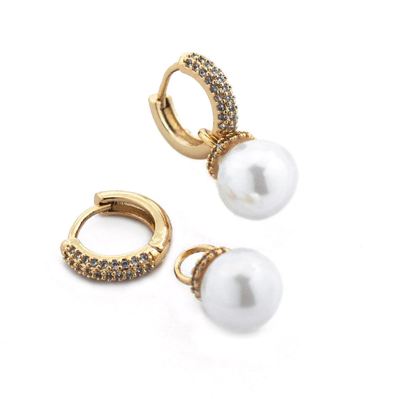 Gold Dangling Pearl Earrings