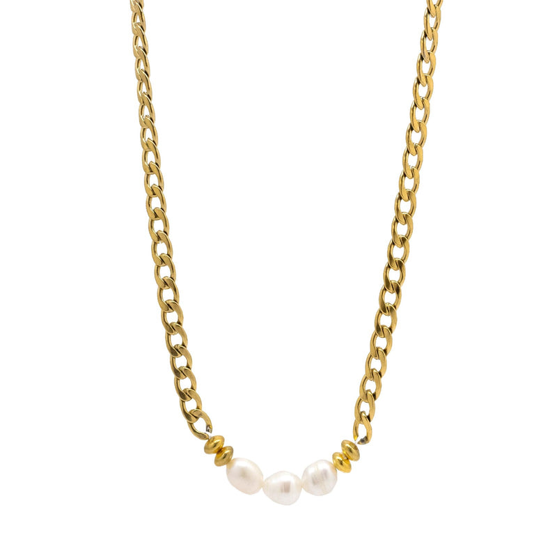 Triple Pearl Gold Necklace