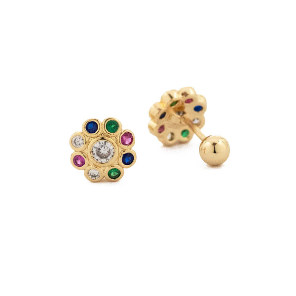 Colorful Dot Flower Studs