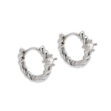 Twisted Circonia Huggie Earrings