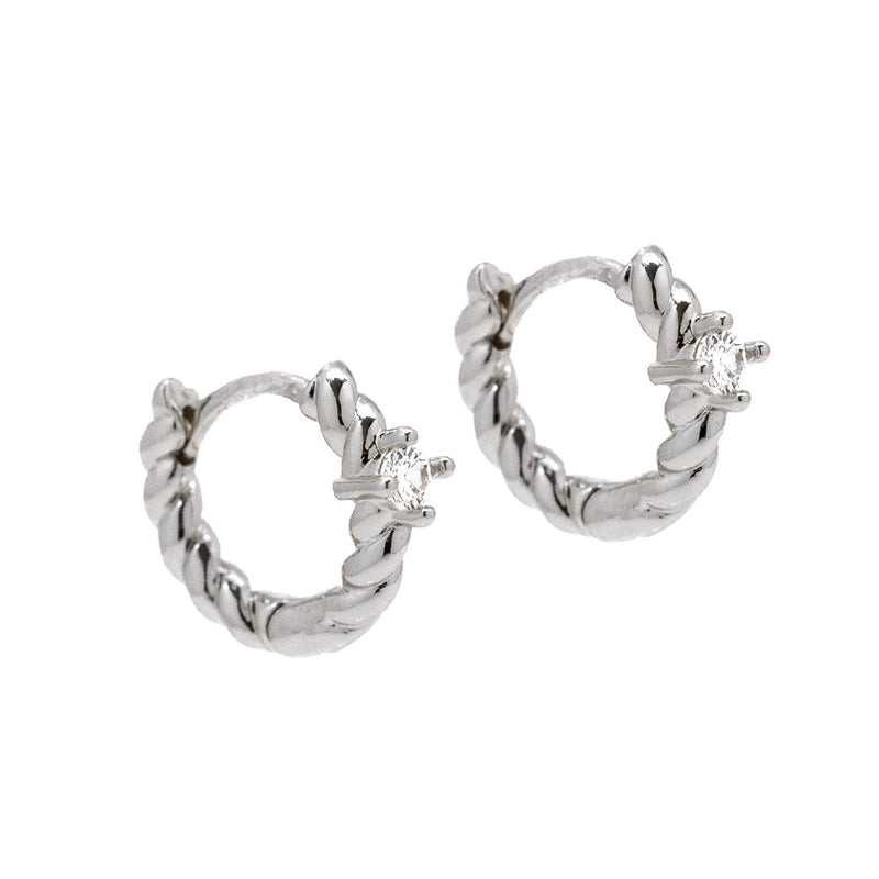Twisted Circonia Huggie Earrings